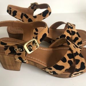 TOPSHOP VERONICA TRUE LEOPARD leather clog sandals